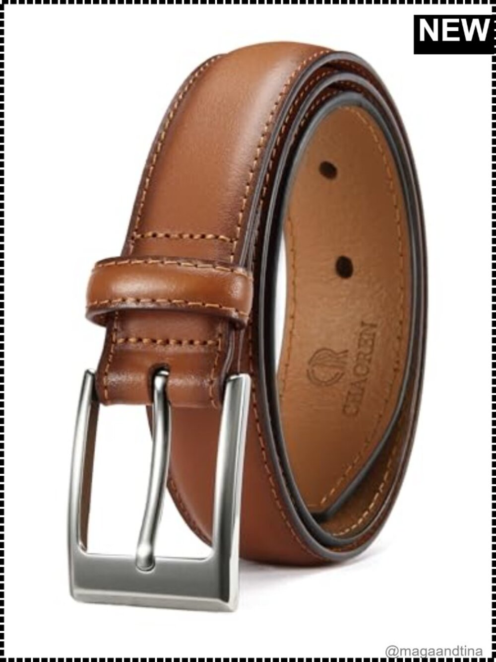 Genuine Leather Mens Belt 1 1/8" Dress Formal Buckle